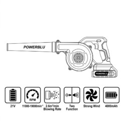 Alternative view of Aspirateur Souffleur à Batterie 21V 4.0Ah POWERBLU YAE2478