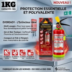 Extincteur à Poudre Rechargeable Réutilisable 1KG