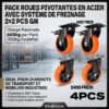Pack Roues Pivotantes en Acier avec Système de Freinage 2×2 PCS GM