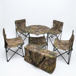 Alternative view of Ensemble de Table Pliable Démontable 2 Etages avec 4 Chaises Pliants Camouflage Pour Camping 5PCS