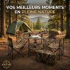Ensemble de Table Pliable Démontable 2 Etages avec 4 Chaises Pliants Camouflage Pour Camping 5PCS