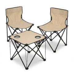 Alternative view of Ensemble Table Carrée avec 2 Chaises Pliants Pour Camping 3PCS