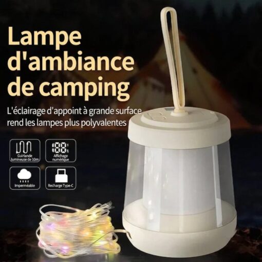 Lanterne de Camping Rechargeable avec Guirlande 10M Lumière d'Ambiance