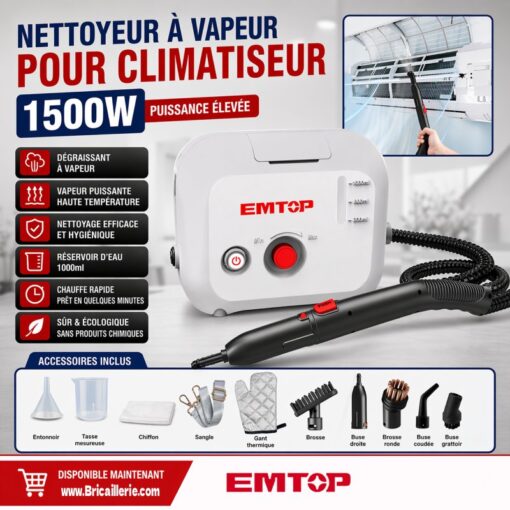 Nettoyeur à Vapeur Pour Climatiseur 1.0L 1500W EMTOP ESTC1501