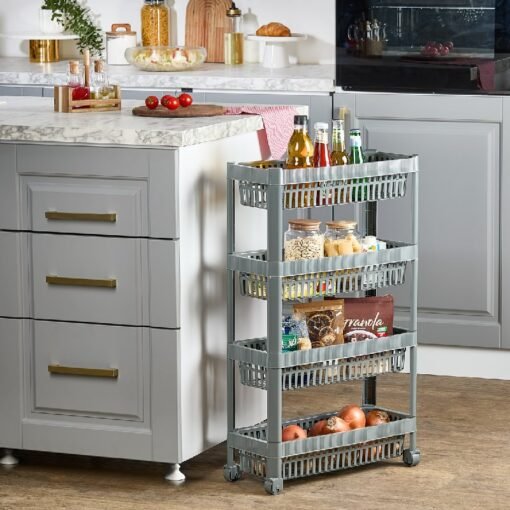 Etagère de Cuisine Suspendu avec Roues 4 Etages