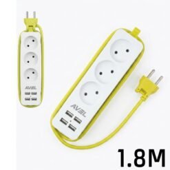 Alternative view of Triplette Multiprise 3 Prises 4 USB 1.8M 2500W Enroulable EU AVEL