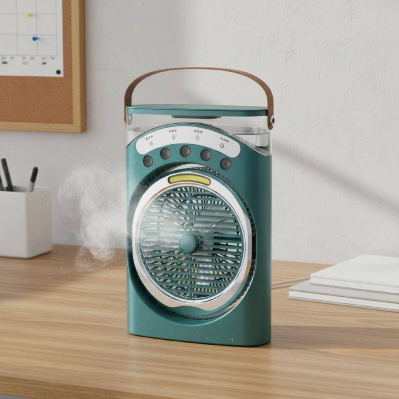 Ventilateur de Bureau Portable avec Humidificateur et Torche COB – Image 3