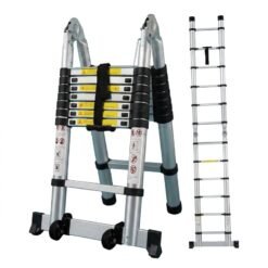 Echelle Télescopique en Aluminium (2.5M+2.5) 5M avec Roues – Image 3