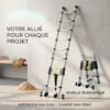 Echelle Télescopique en Aluminium (2.5M+2.5) 5M avec Roues