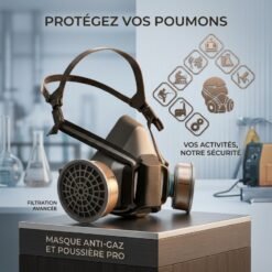 Masque à Gaz Anti-Poussière Respirateur Double Filtres pour Protection de l'Industrie d'Usine