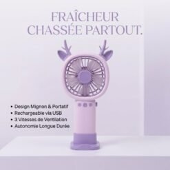 Mini Ventilateur Portable Rechargeable avec Support Téléphone JL8858-E
