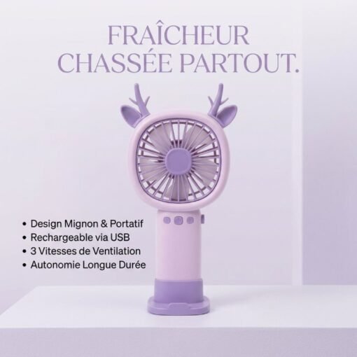 Mini Ventilateur Portable Rechargeable avec Support Téléphone JL8858-E