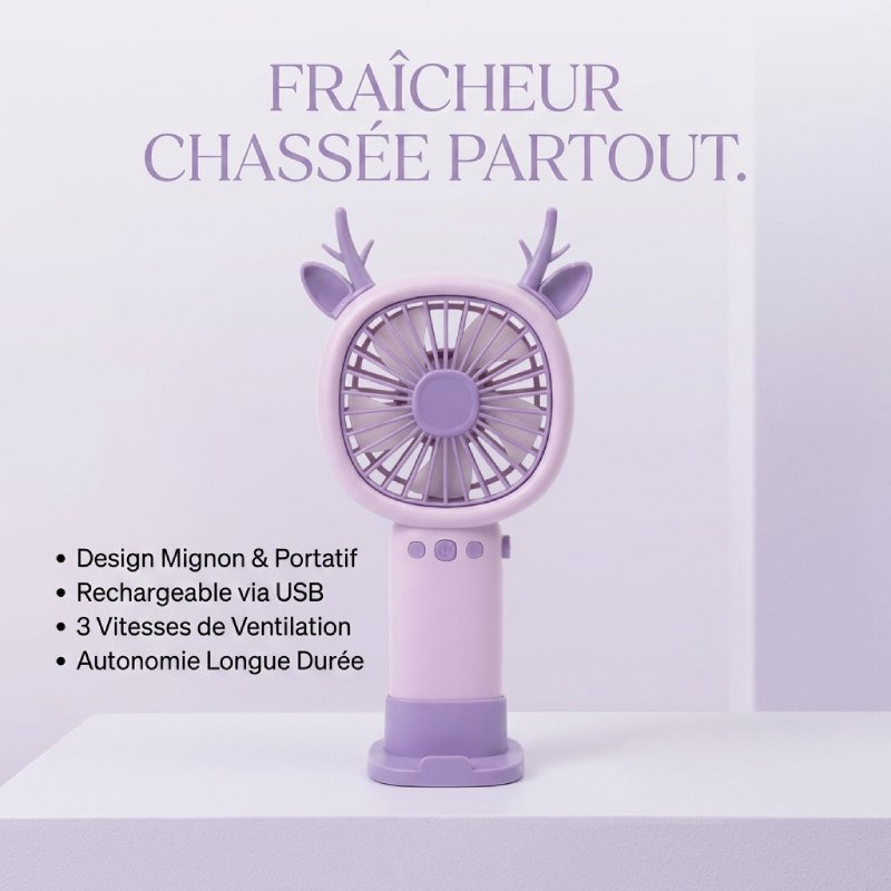 Mini Ventilateur Portable Rechargeable avec Support Téléphone JL8858-E