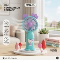 Mini Ventilateur Portable avec Support Téléphone HELLO KITTY 262