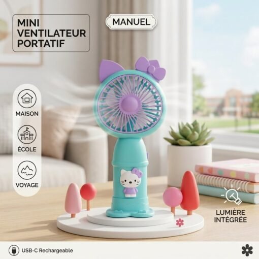 Mini Ventilateur Portable avec Support Téléphone HELLO KITTY 262
