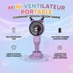 Mini Ventilateur Portable Rechargeable avec Humidificateur et Support Téléphone 231-C