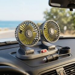 Ventilateur de Voiture Puissant et Silencieux Double Rotation 360° 12V