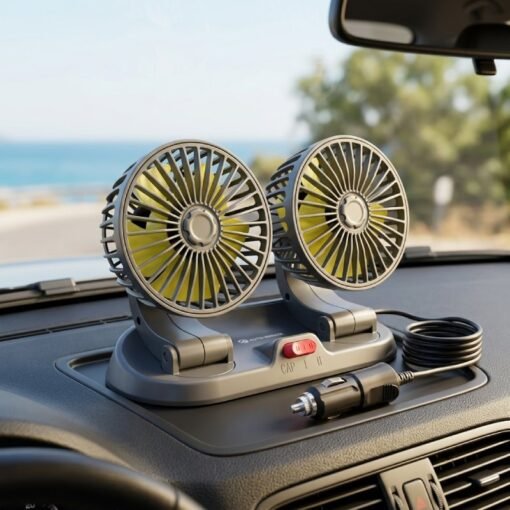 Ventilateur de Voiture Puissant et Silencieux Double Rotation 360° 12V