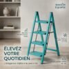 Escabeau Métallique Bleu 4 Marches Larges 255-2