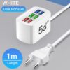 Chargeur USB Rapide Multiports 6en1 3.1A 100cm