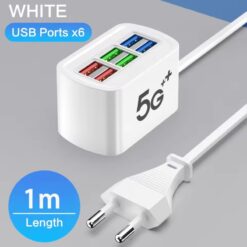 Chargeur USB Rapide Multiports 6en1 3.1A 100cm