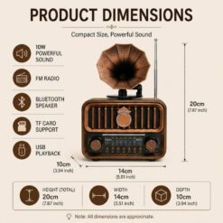 Radio Rétro Sans-fil Bluetooth FM Rechargeable Type-C VINTAGE – Image 4