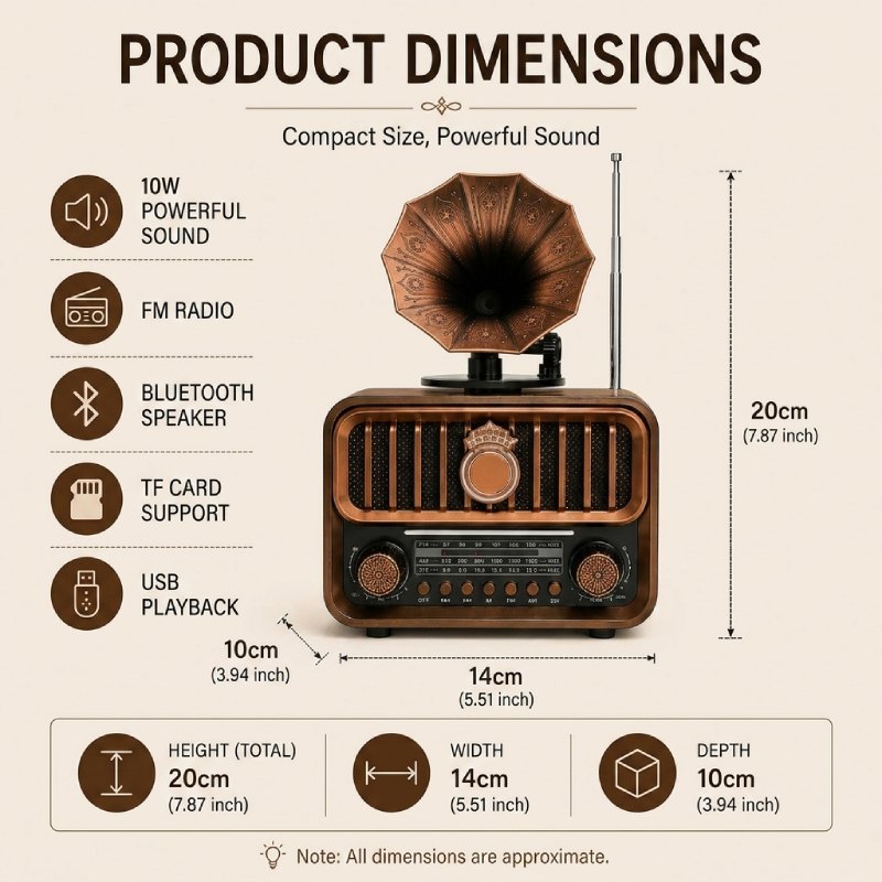 Radio Rétro Sans-fil Bluetooth FM Rechargeable Type-C VINTAGE – Image 4
