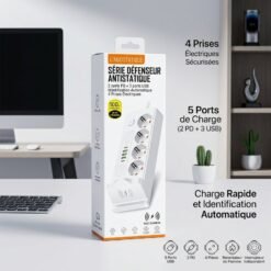 Multiprise 4P + 3USB + 2 TYPE-C 2500W Chargement Sans-Fil