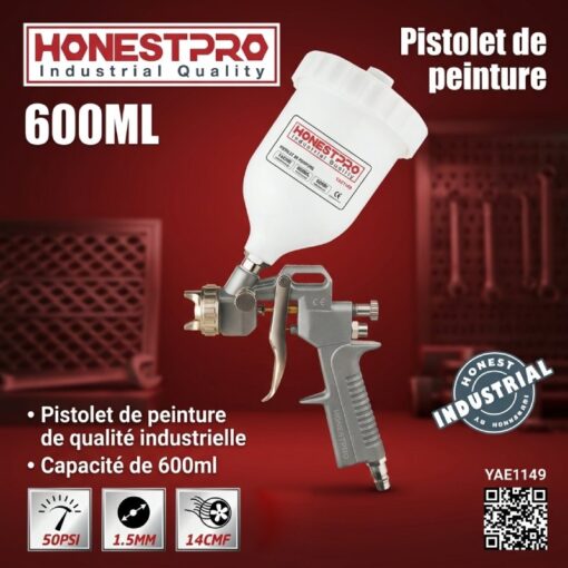 Pistolet Peinture 1.5 MM 600 ML HONESTPRO YAE1149
