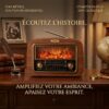 Haut Parleur Radio Bluetooth Portable AM/FM/SW Stéréo Finition Bois NS-6655BT Cheminée VINTAGE