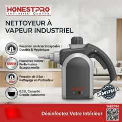 Nettoyeur à Vapeur Electrique 1000W 0.35L 3BAR HONESTPRO YAE2594
