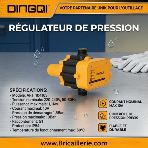 Pompe Régulatrice Accélératrice de Pression 10 Bar 1100W DINGNQI