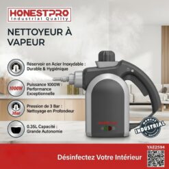 Nettoyeur à Vapeur Electrique 1000W 0.35L 3BAR HONESTPRO YAE2594