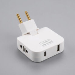 Fiche Voleuse Pivotante 180° 2P+USB+TYP-C 2500W