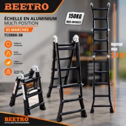 Echelle en Aluminium Multi Position 03 marches BEETRO TC0888B-3