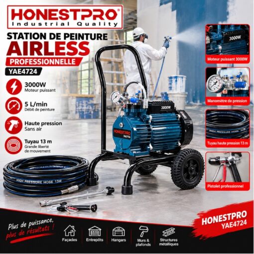 Station de Peinture Airless Professionnelle 3000W HONESTPRO YAE4724