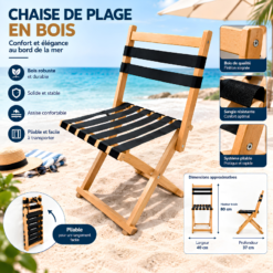 Chaise de Plage Pliante en Bois