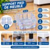 Set de 4 Supports de Pieds de Meuble en Plastique carré (GM)