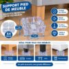 Set de 4 Supports de Pieds de Meuble en Plastique Carré (PM)