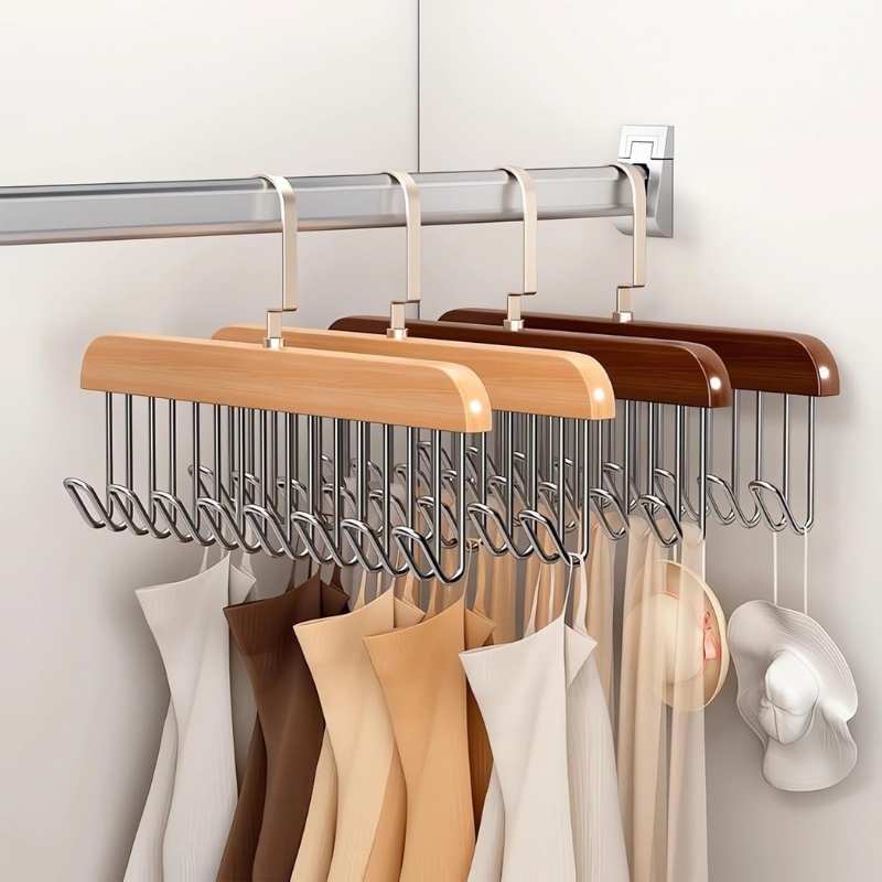 Cintre Multiple en Bois avec 8 Crochets
