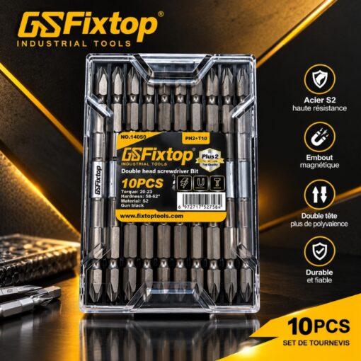 Lot de 10 Embouts de Vissage Double Tête GSFixtop