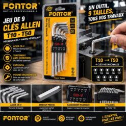 Jeu de 9 clés Allen T10-T50 GM FONTOR
