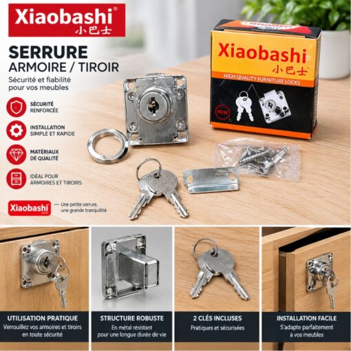 Serrure de meuble pour armoire et tiroir XIAOBASHI