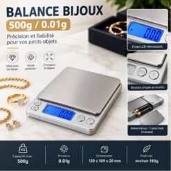Mini Balance bijoux Numérique 500g 130x109x20mm