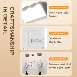 Multiprise murale avec veilleuse intelligente (2 pôles + 2 USB + 1 Type-C) – Image 3