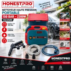 Nettoyeur Haute Pression Portable 150 Bar 2300W HONESTPRO YAE2589