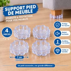 Set de 4 Supports de Pieds de Meuble en Plastique rond (PM)