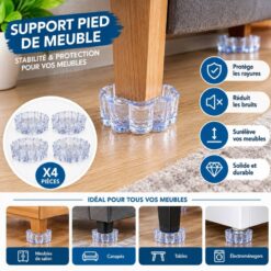 Set de 4 Supports de Pieds de Meuble en Plastique rond (GM) – Image 4