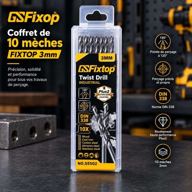 Coffret de 10 mèches FIXTOP 3mm
