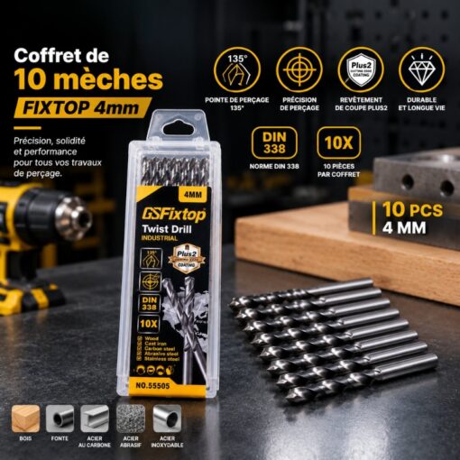 Coffret de 10 mèches FIXTOP 4mm